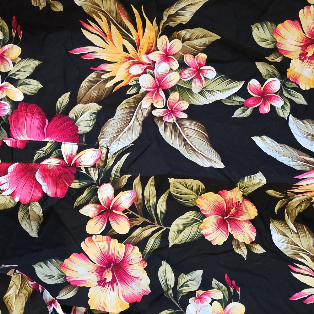 Go Barefoot Made In USA Hawaiian Floral 3XL Vibrant Short Sleeve Collared Shirt - Picture 5 of 8